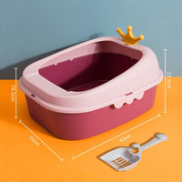 HKM-275283 Oversized Semi-Enclosed Cat Litter Box in Fresh Blue, Cherry Blossom Powder, and Mint Green