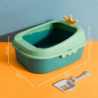 HKM-275283 Oversized Semi-Enclosed Cat Litter Box in Fresh Blue, Cherry Blossom Powder, and Mint Green