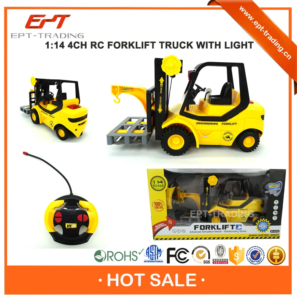 HKM-275411 1/14 Remote Control Forklift Truck Toy with Light for Kids Ages 5-13
