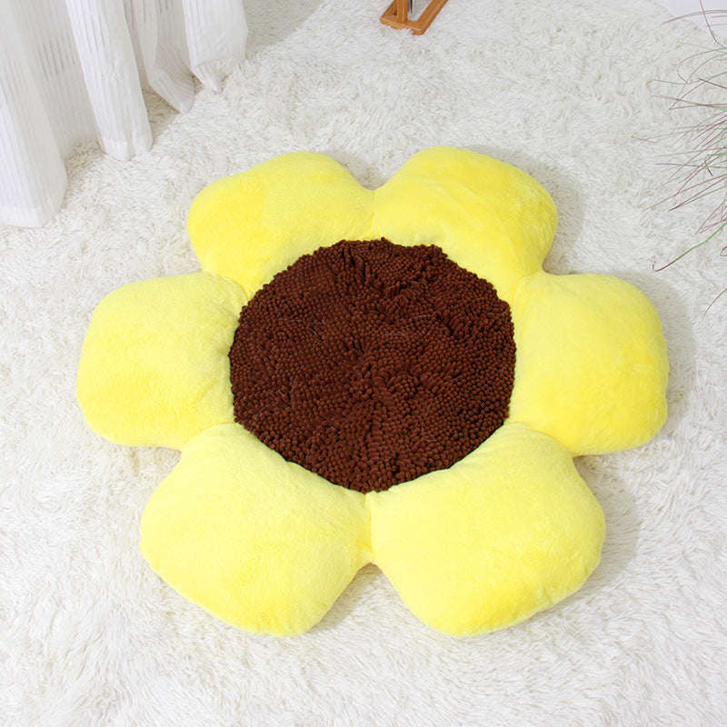 HKM-275411 Cozy Round Flower Cat Nest for All Seasons - Warm Plush Design, 85*9cm Size