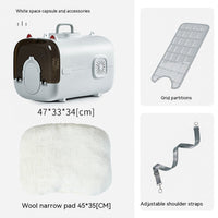 HKM-275475 Portable Space Capsule for Cats and Small Dogs - Large Capacity Pet Flight Case with Adjustable Shoulder Strap and Plush Cushion
