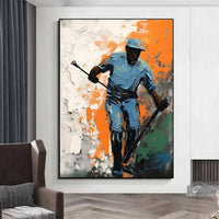 HKM-275539 Handmade Oil Painting Canvas Art - Ice Hockey Themed Wall Decor for Boys and Girls, Unframed