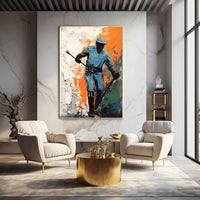HKM-275539 Handmade Oil Painting Canvas Art - Ice Hockey Themed Wall Decor for Boys and Girls, Unframed