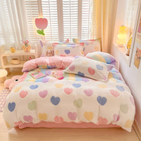 HKM-275603 Thickened Fleece Four-Piece Winter Bedding Set with Various Patterns
