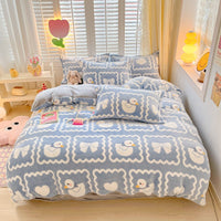 HKM-275603 Thickened Fleece Four-Piece Winter Bedding Set with Various Patterns