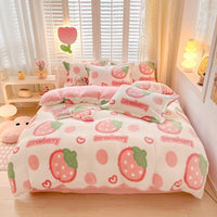 HKM-275603 Thickened Fleece Four-Piece Winter Bedding Set with Various Patterns