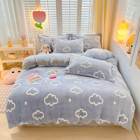 HKM-275603 Thickened Fleece Four-Piece Winter Bedding Set with Various Patterns