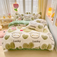 HKM-275603 Thickened Fleece Four-Piece Winter Bedding Set with Various Patterns