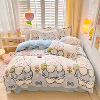 HKM-275603 Thickened Fleece Four-Piece Winter Bedding Set with Various Patterns