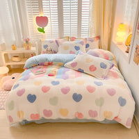 HKM-275603 Thickened Fleece Four-Piece Winter Bedding Set with Various Patterns