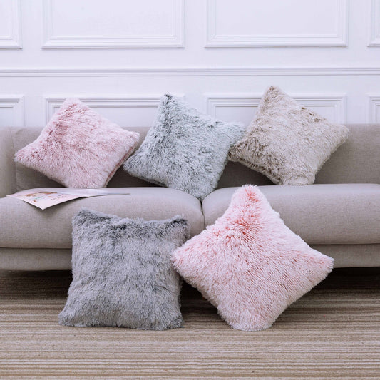 HKM-275667 Gradient Plush Pillowcase Cushion Cover for Long Hair, Available in Multiple Colors and Sizes
