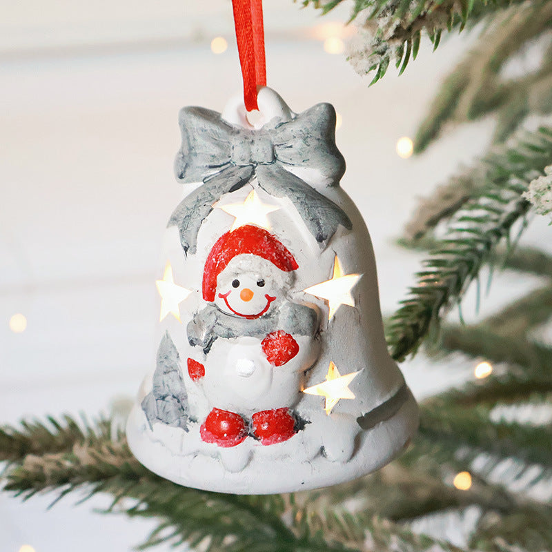 HKM-275731 Christmas Tree Decorative Pendant Set with Santa, Snowman, and LED Light