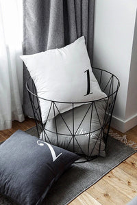 HKM-275731 Minimalist Linen Numeric Throw Pillow Cover, 43x43cm, Printed Design