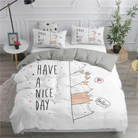 HKM-275923 Cute Kitten Pattern Duvet Cover Set, Soft Chemical Fiber, Multiple Sizes Available