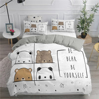 HKM-275923 Cute Kitten Pattern Duvet Cover Set, Soft Chemical Fiber, Multiple Sizes Available