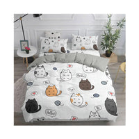 HKM-275923 Cute Kitten Pattern Duvet Cover Set, Soft Chemical Fiber, Multiple Sizes Available
