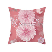 HKM-275923 Nordic Floral Cushion Cover, Peach Skin Pillowcase, 45x45cm