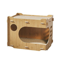 HKM-276115 Large Double-Layer Wooden Cat House - Scratch-Resistant and Wear-Resistant Design