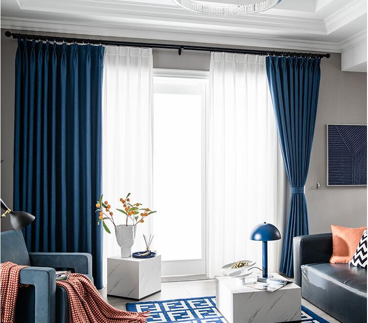 HKM-276307 Thick Soundproof Curtain - Full Shading, Dark Blue, Stylish Honeycomb Design for Bedroom
