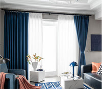 HKM-276307 Thick Soundproof Curtain - Full Shading, Dark Blue, Stylish Honeycomb Design for Bedroom