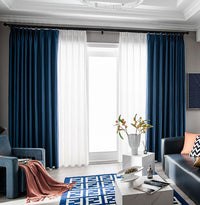 HKM-276307 Thick Soundproof Curtain - Full Shading, Dark Blue, Stylish Honeycomb Design for Bedroom