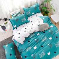 HKM-276371 Three-Piece Cotton Duvet Cover Set with Floral Pattern and Quilted Design