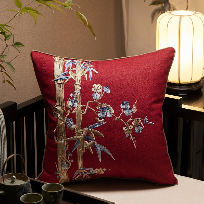 HKM-276435 Cotton Linen Embroidered Pillowcase for Living Room Decor