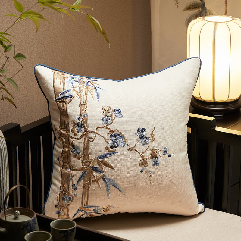 HKM-276435 Cotton Linen Embroidered Pillowcase for Living Room Decor