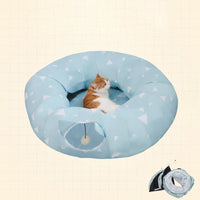HKM-276435 Cozy Cat Cave Tunnel House - Warm Velvet Shelter for Cats and Kittens