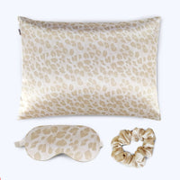 HKM-276435 Tie-Dye Simulated Silk Pillow Cover Set with Eye Mask and Hair Ring