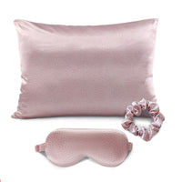 HKM-276435 Tie-Dye Simulated Silk Pillow Cover Set with Eye Mask and Hair Ring