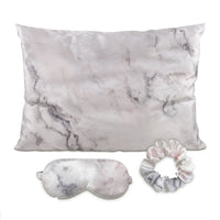 HKM-276435 Tie-Dye Simulated Silk Pillow Cover Set with Eye Mask and Hair Ring