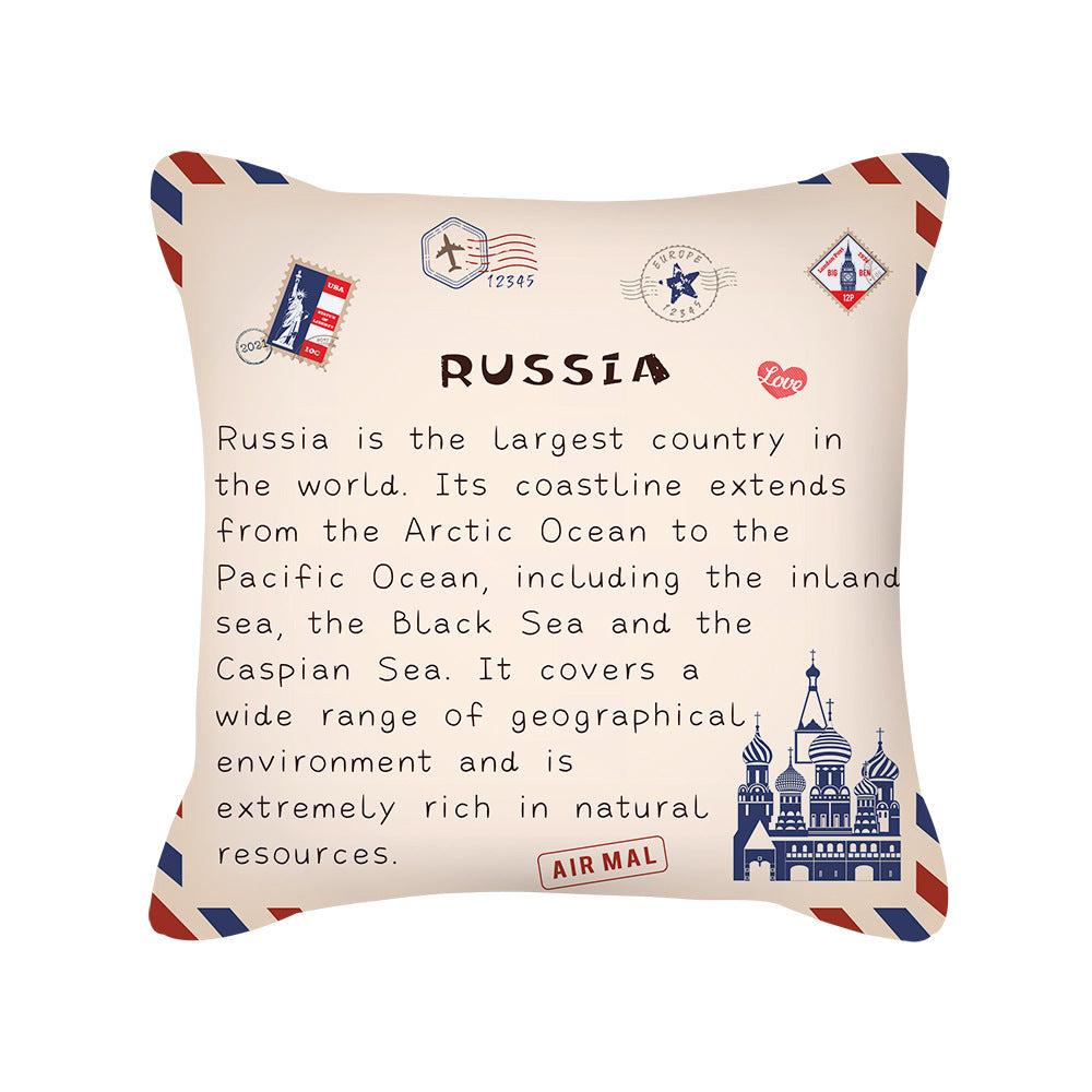 KTX-276499 Peach Skin Envelope Pillowcase with Retro Design - 45x45cm