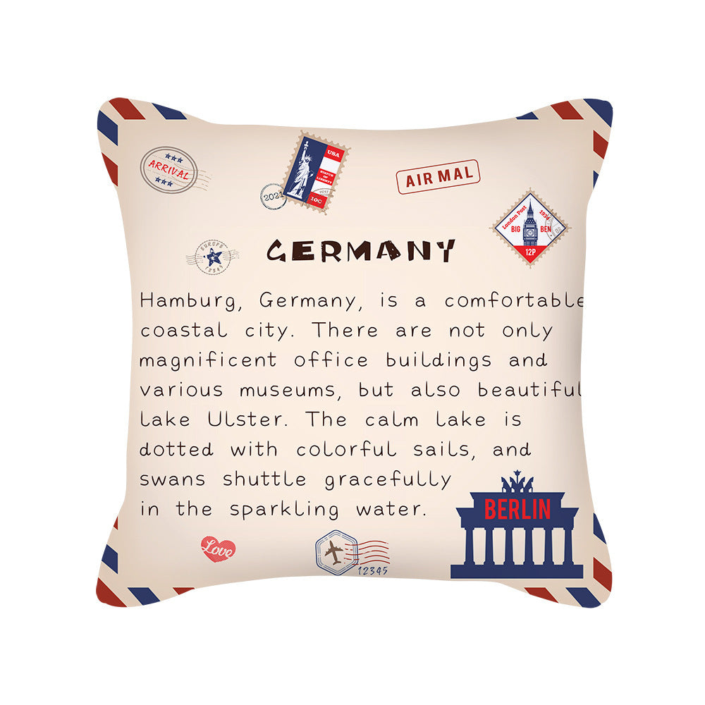 KTX-276499 Peach Skin Envelope Pillowcase with Retro Design - 45x45cm