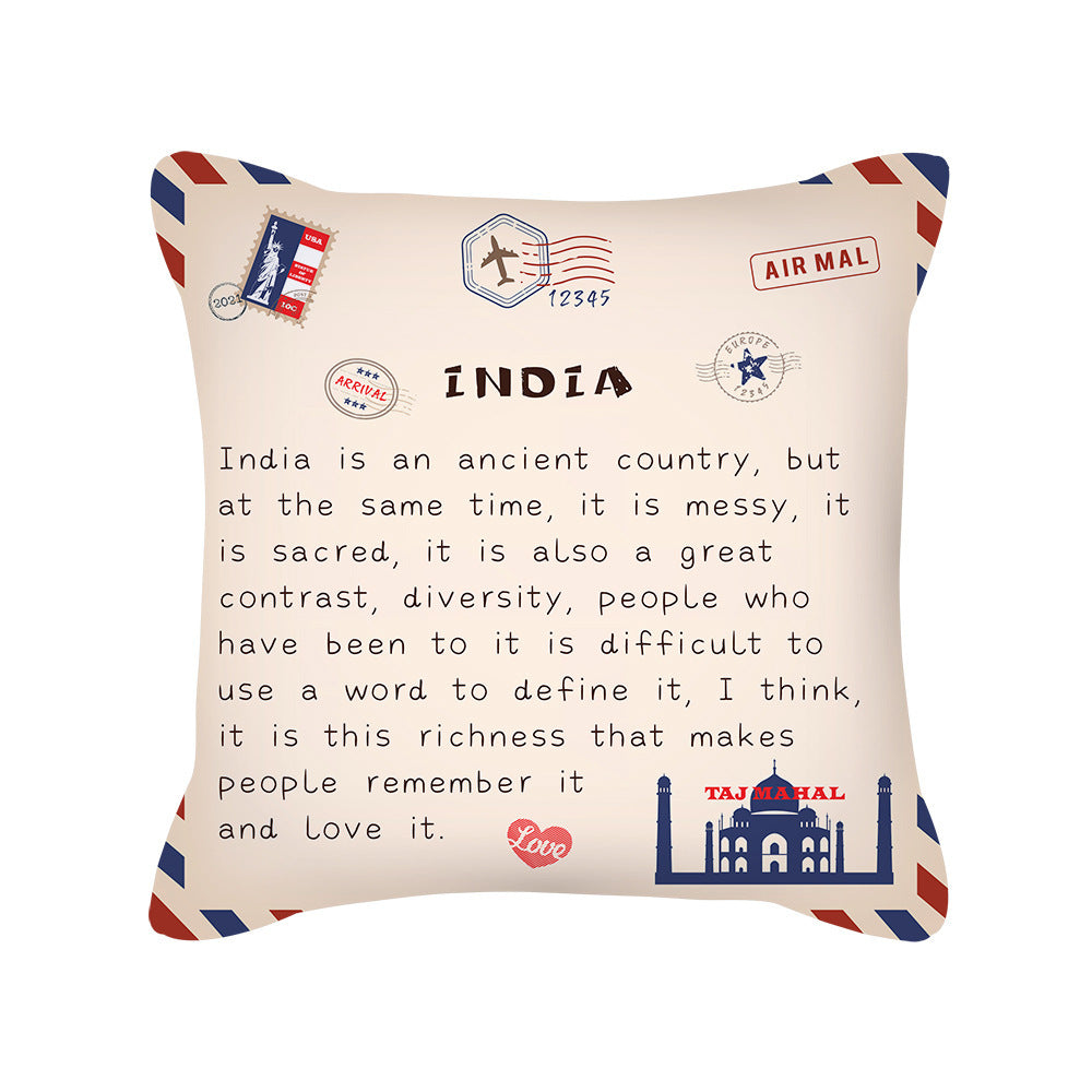 KTX-276499 Peach Skin Envelope Pillowcase with Retro Design - 45x45cm