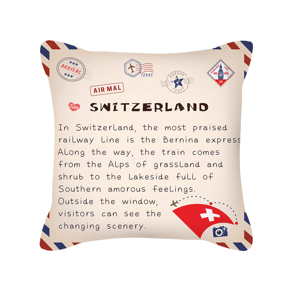 KTX-276499 Peach Skin Envelope Pillowcase with Retro Design - 45x45cm