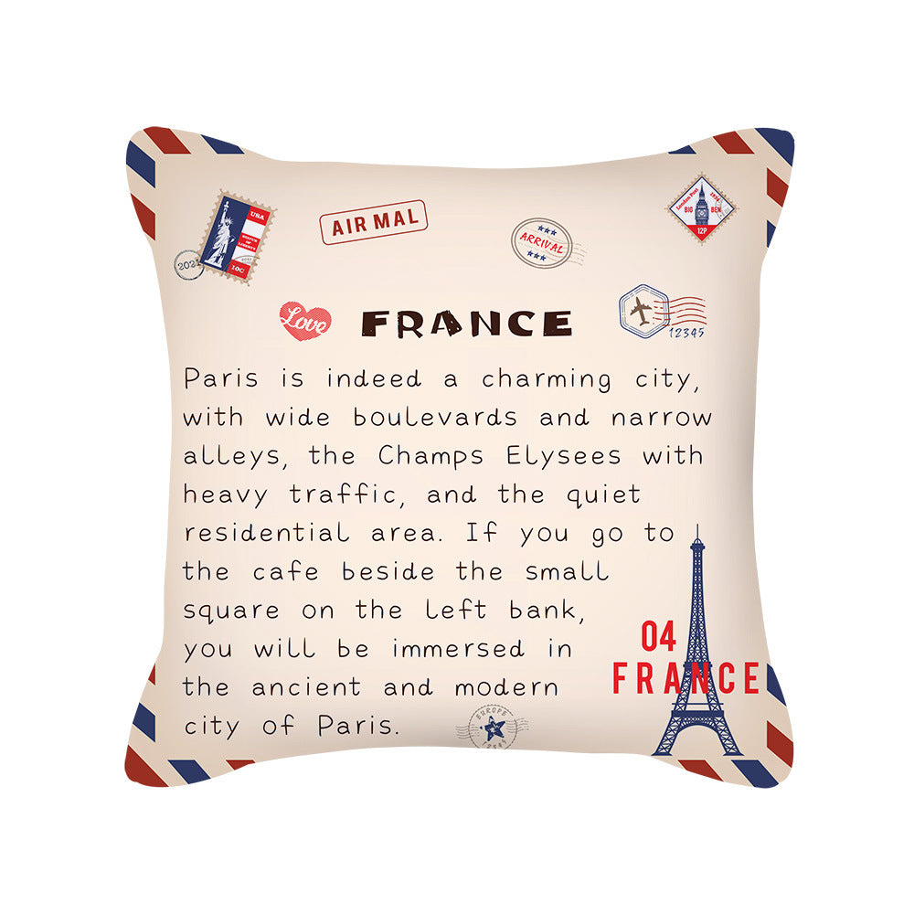 KTX-276499 Peach Skin Envelope Pillowcase with Retro Design - 45x45cm