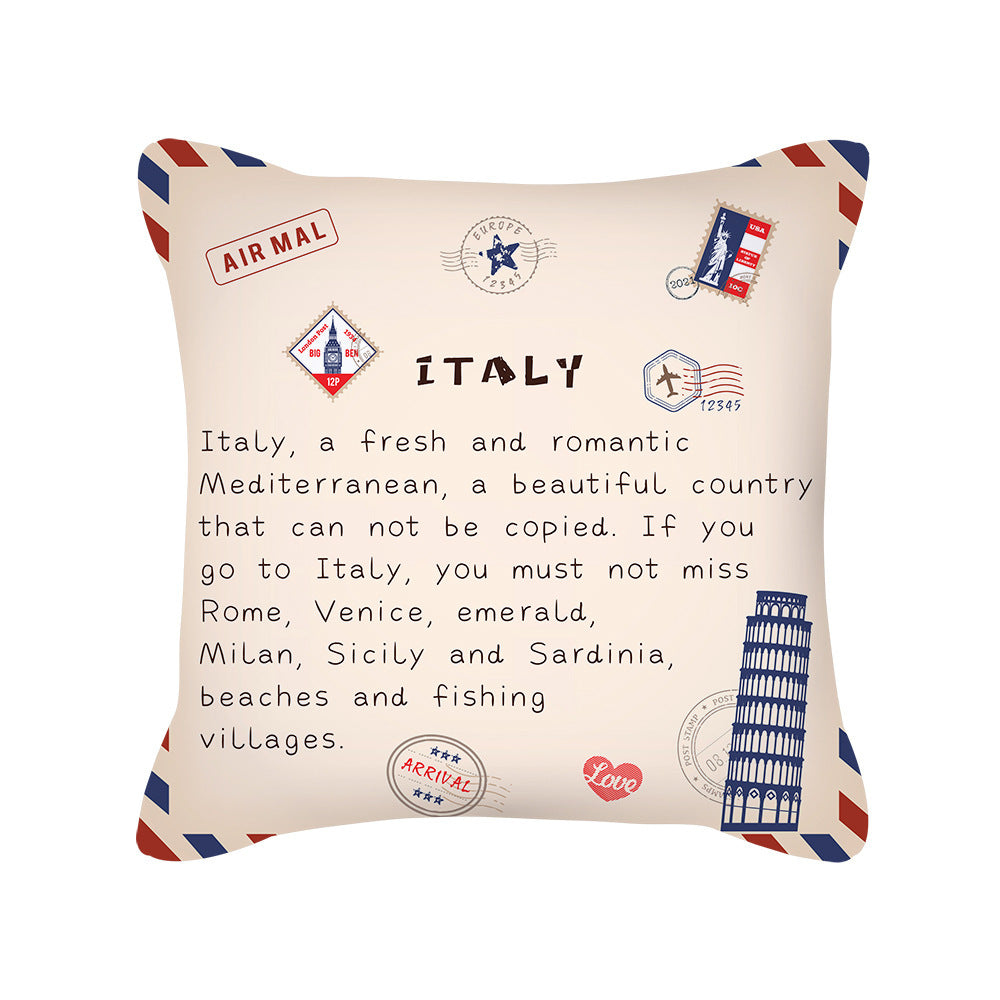 KTX-276499 Peach Skin Envelope Pillowcase with Retro Design - 45x45cm