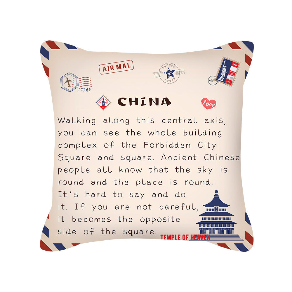 KTX-276499 Peach Skin Envelope Pillowcase with Retro Design - 45x45cm