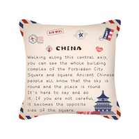 HKM-276499 Peach Skin Envelope Pillowcase with Retro Design - 45x45cm