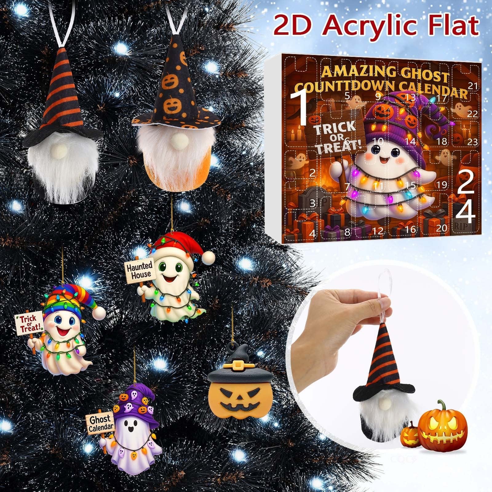 HKM-276563 Halloween Ghost Pumpkin Doll Blind Box with 16 Ornaments and 6 Figurines for Holiday Decor