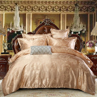HKM-276755 Four-Piece Dark Blue Cotton Satin Jacquard Quilt Cover Set for 1.8m Beds