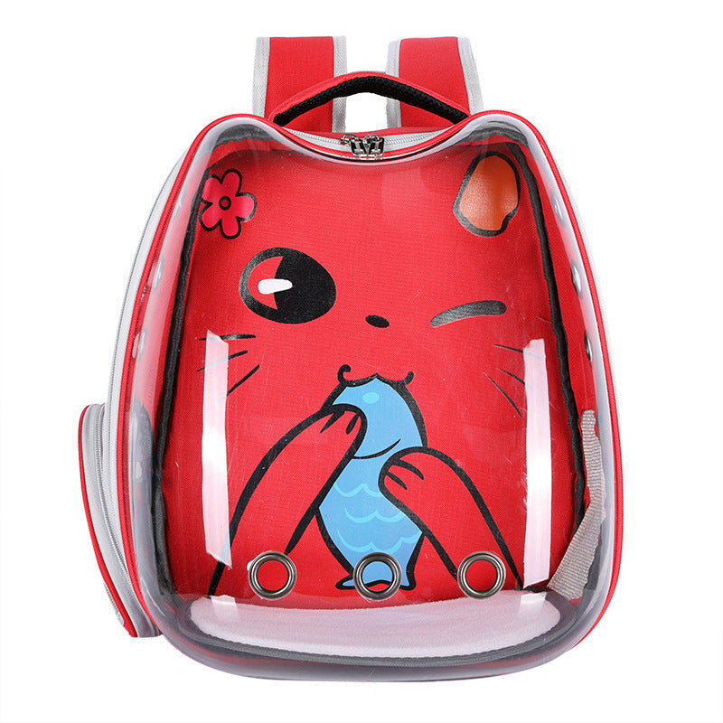 HKM-276755 Transparent Portable Cat Backpack with Cute Cat Ears - Various Colors & Durable Design