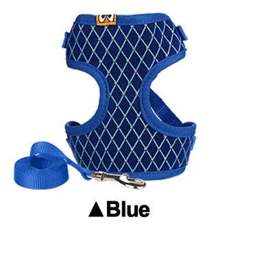 HKM-276947 Rhinestone Cat Harness and Leash Set - Breathable Mesh Small Pet Vest for Outdoor Walks