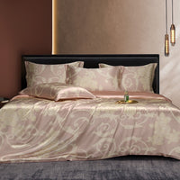HKM-277075 Silk Four-Piece Bedding Set with Quilt Cover, Bed Sheet, and Pillowcases