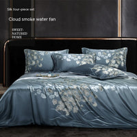 HKM-277075 Silk Four-Piece Bedding Set with Quilt Cover, Bed Sheet, and Pillowcases