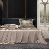 HKM-277075 Silk Four-Piece Bedding Set with Quilt Cover, Bed Sheet, and Pillowcases