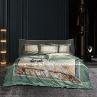 HKM-277075 Silk Four-Piece Bedding Set with Quilt Cover, Bed Sheet, and Pillowcases