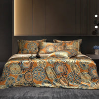 HKM-277075 Silk Four-Piece Bedding Set with Quilt Cover, Bed Sheet, and Pillowcases