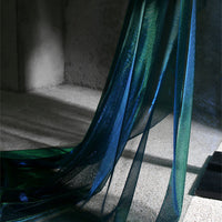 HKM-277587 Bright Diamond Blue Gradient Glitter Mesh Fabric - 145cm Width, 50cm Length